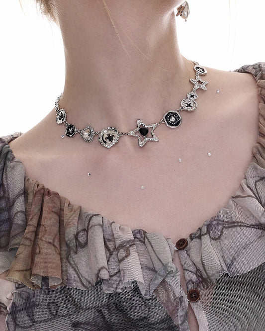 【SUMIYAKI】Retro Star Button Necklace pg1490