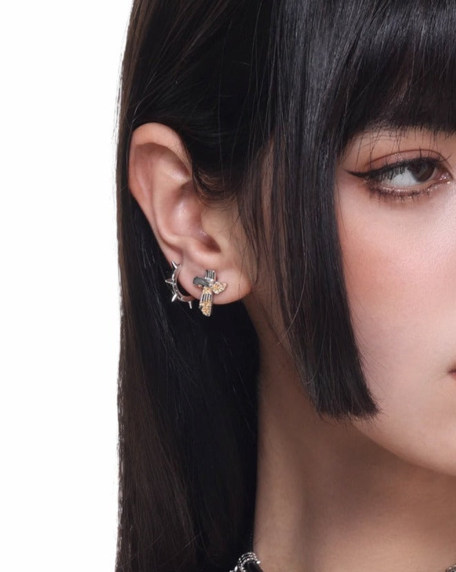 【SUMIYAKI】Gold Foil Ashes Small Cross Earrings pg904