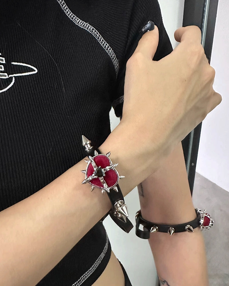 【OCTO VITA】Evil Girl Spiked Red Heart Bracelet pg711