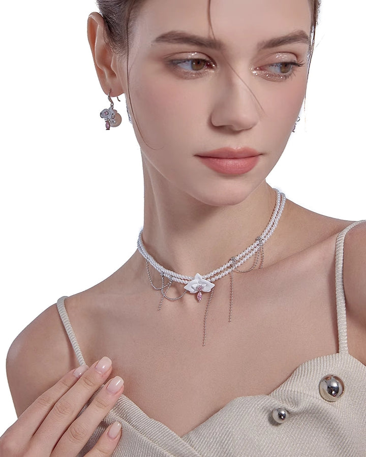 [MASW] Secret Garden Flower Pearl Choker pg1569