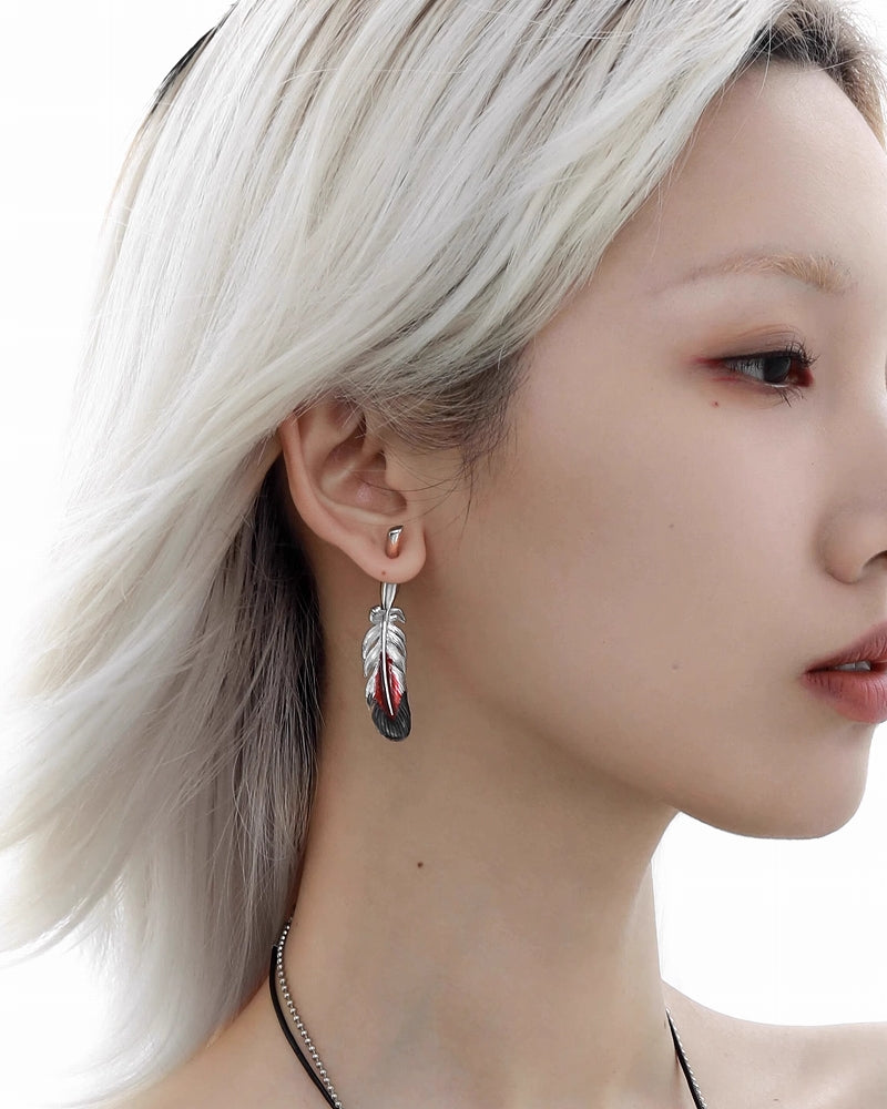 Floating Crane Feather Earrings