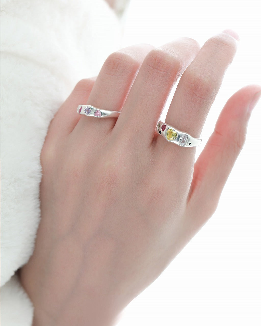 【1ST XULIE】Colorful Silver Couple's Ring pg438