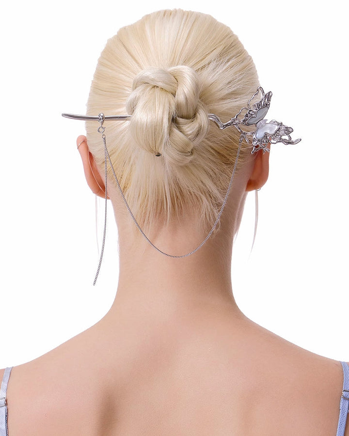 【SUMIYAKI】White Butterfly Tassel Hairpin pg1999