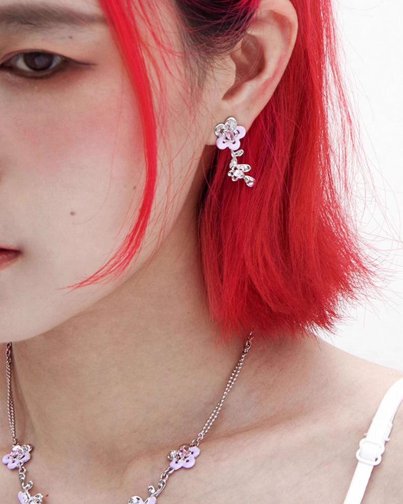 [Esak∞chi] Summer Night Murmur Purple Flower Earrings pg1797