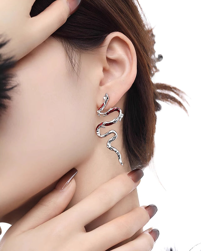 Red Snake Earrings 02