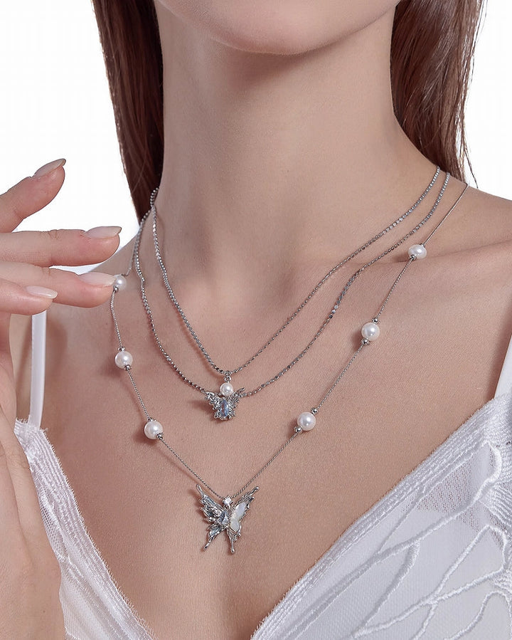 【MASW】Butterfly Dance Layer Pearl Necklace pg285