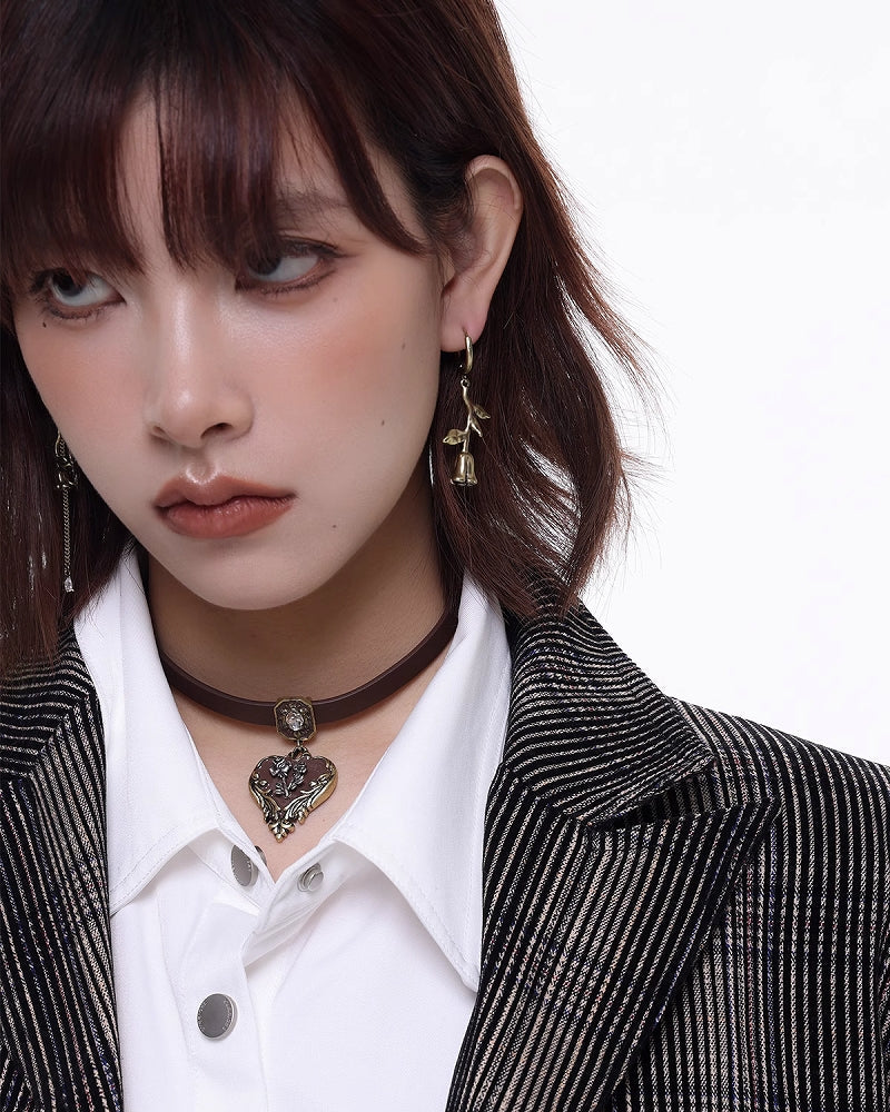 [SUMIYAKI] Retro Heart Rose Choker pg1476