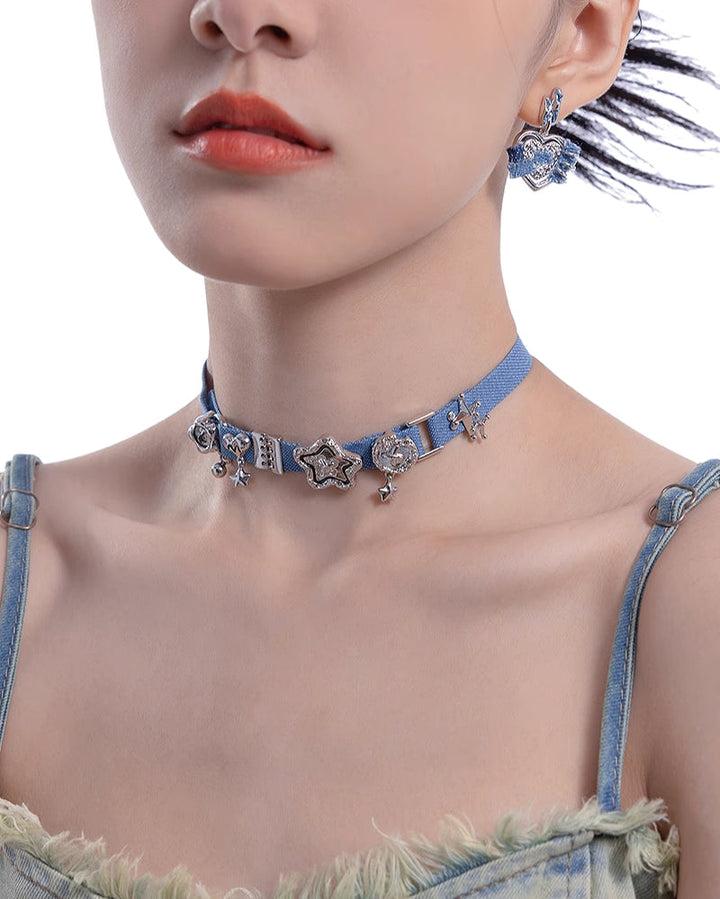 【MASW】Denim Love Star Choker pg579