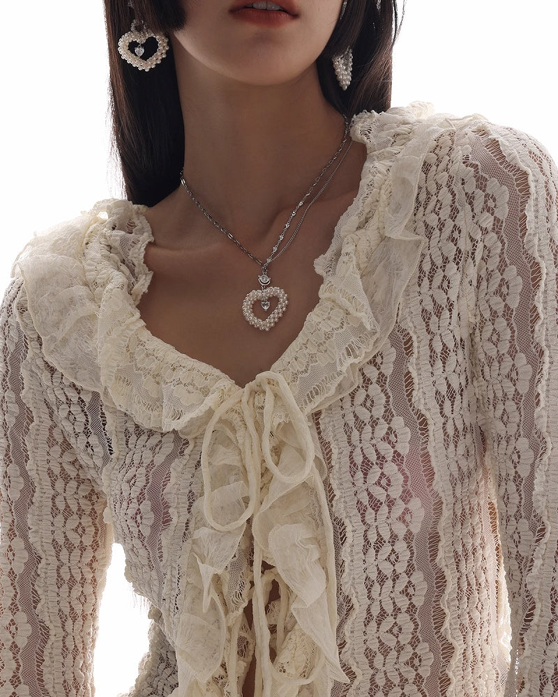 【SUMIYAKI】Cream Heart Love Necklace pg467