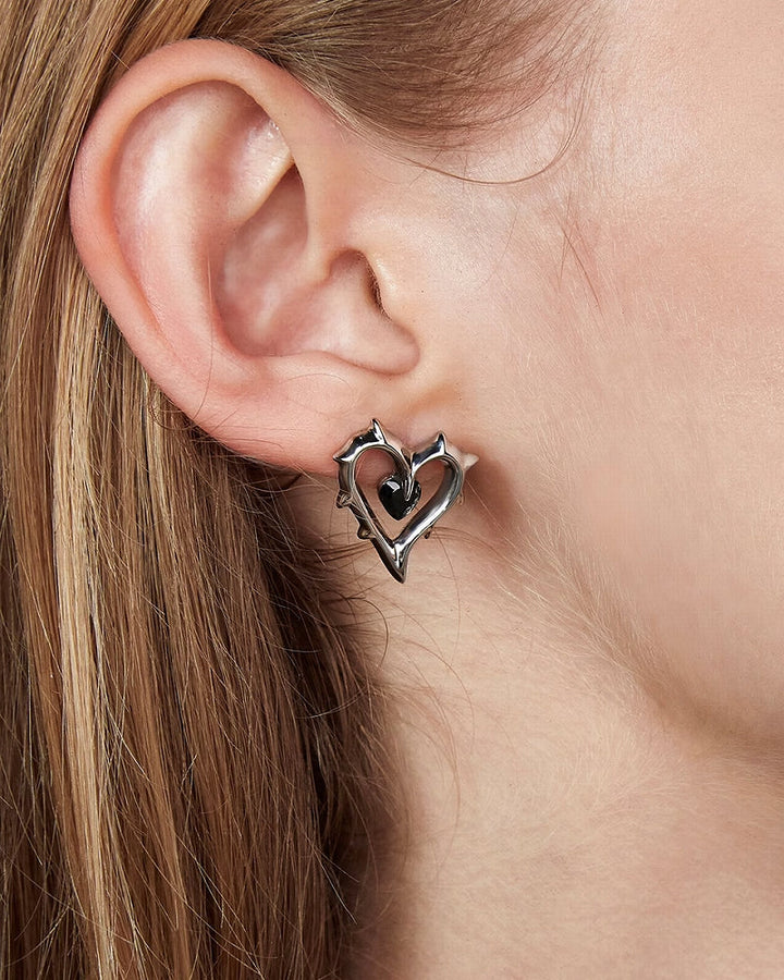 【BLACKHEAD】Lover Mini Black Heart Earrings pg1127