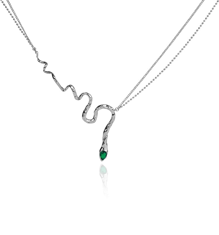 【OOMEOO】Forest Of Desire Slytherin Snake Necklace pg835
