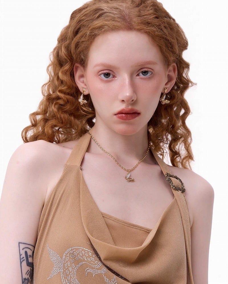 [SUMIYAKI] Golden Butterfly Necklace pg909