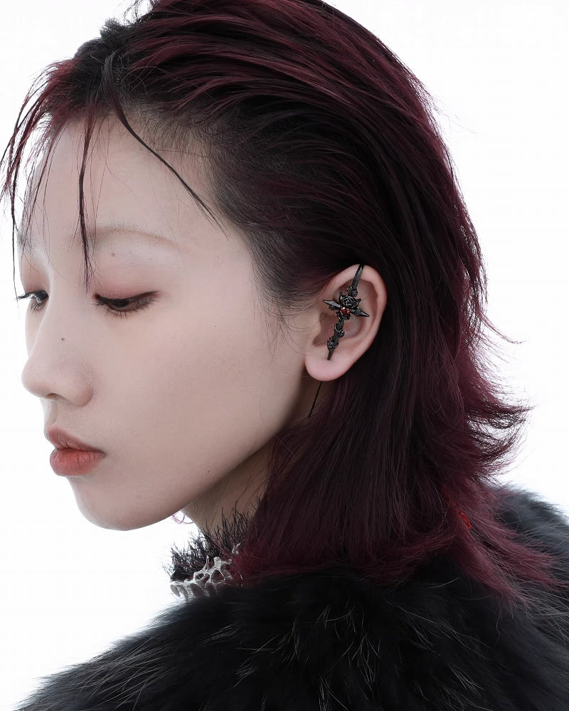 [1ST XULIE] Forbidden Rose Red Heart Earrings pg827