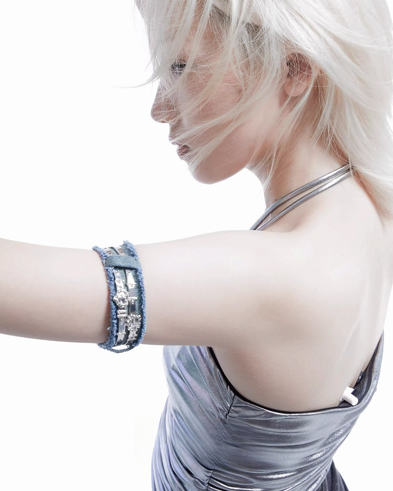 [1ST XULIE]Dopamine Color Treasure Denim Bracelet pg596