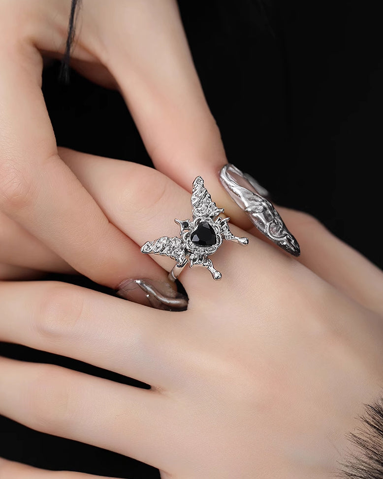 Black Love Butterfly Open Ring