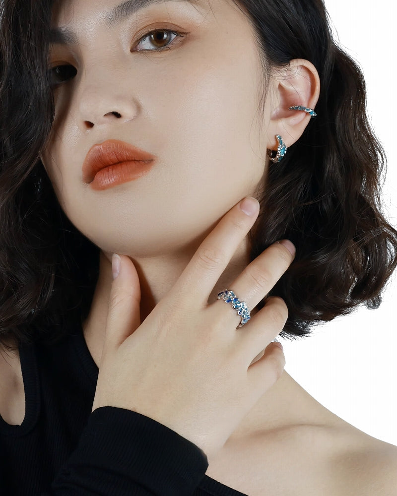 【OOMEOO】Little Blue Cuff & Earrings pg1098