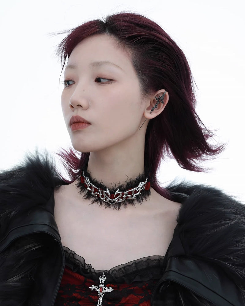 [1ST XULIE] Forbidden Rose Red Heart Earrings pg827