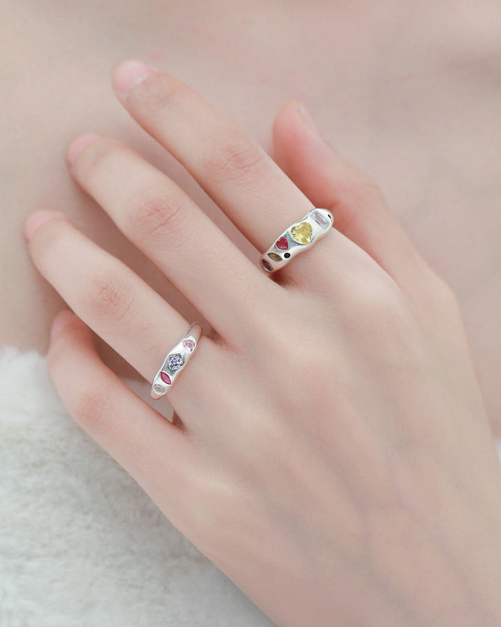 【1ST XULIE】Colorful Silver Couple's Ring pg438