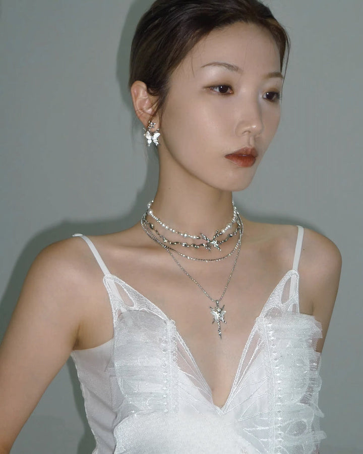 [1ST XULIE] Butterfly Skeleton Layer Necklace pg348