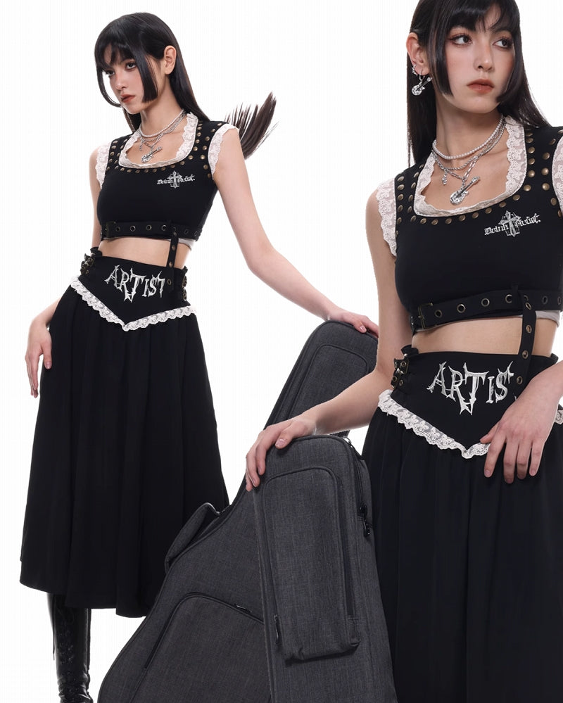 [SUMIYAKI] Punk Guitar Double Pearl Necklace pg1404