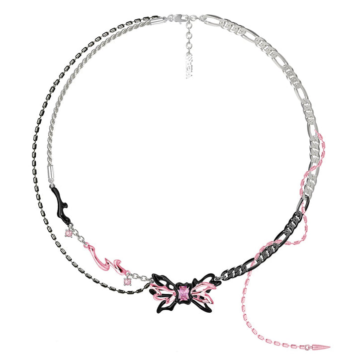 【MASW】Black & Pink Butterfly Necklace01 pg158