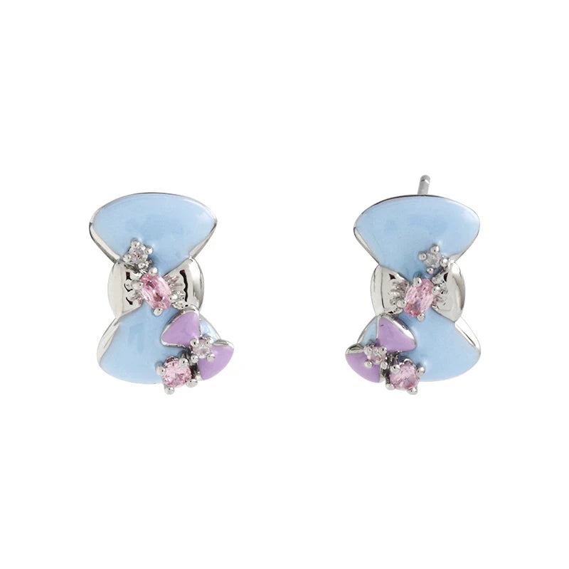 【Esak∞chi】Children's Fun Blue Bow Earrings pg418