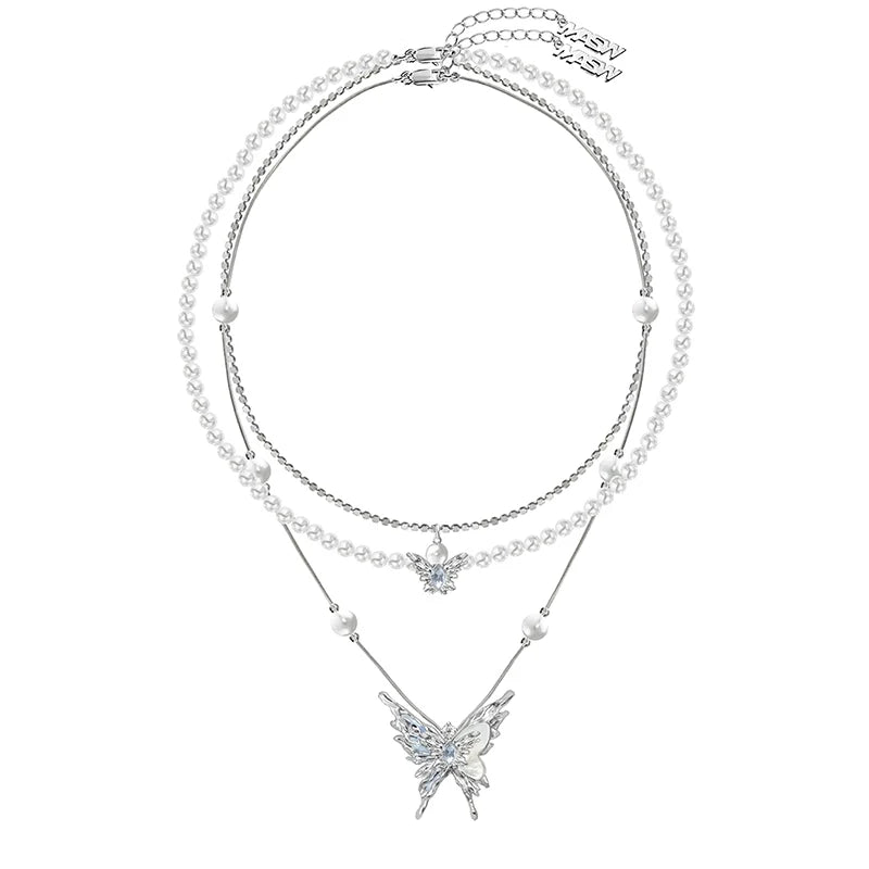 【MASW】Butterfly Dance Layer Pearl Necklace pg285