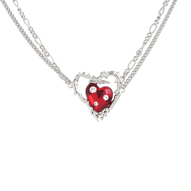 【Esak∞chi】Thorn Strawberry Love Double Layer Necklace pg1890