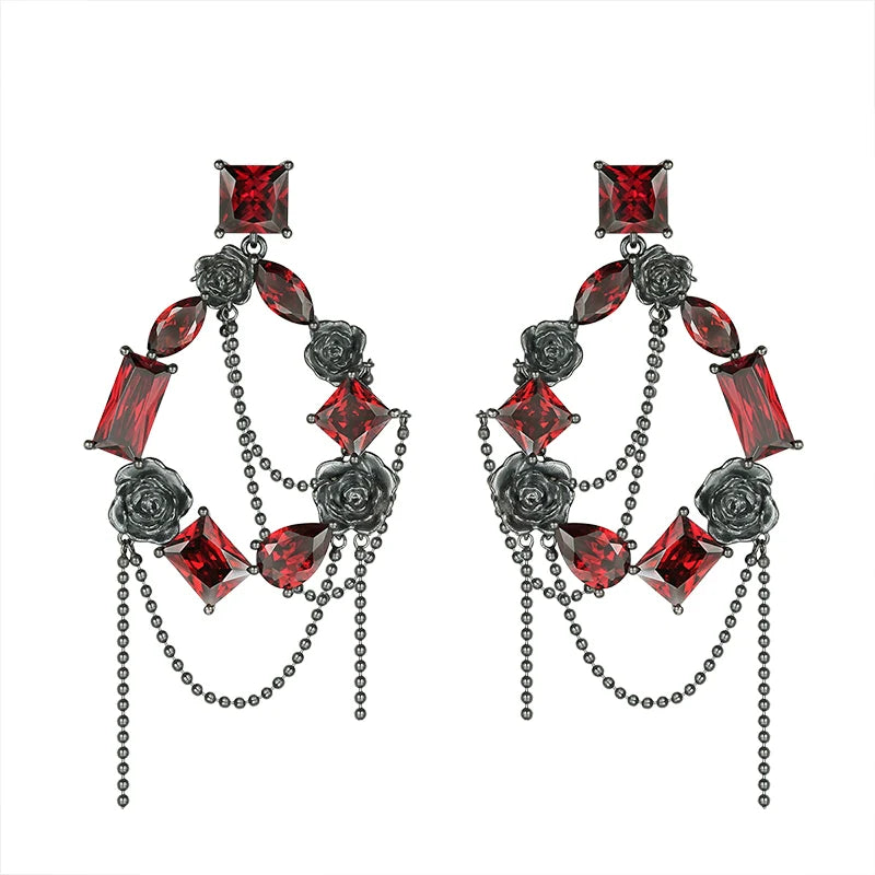 [Hard Candy] Secret Garden Rose Garland Tassel Earrings pg1584