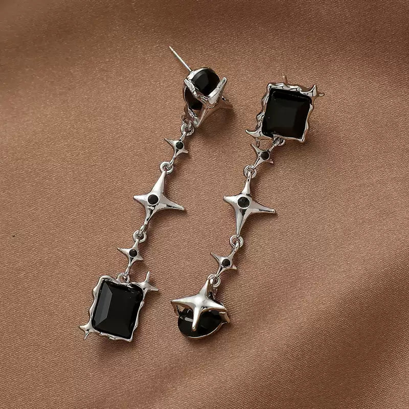 Elegant Black Star Earrings
