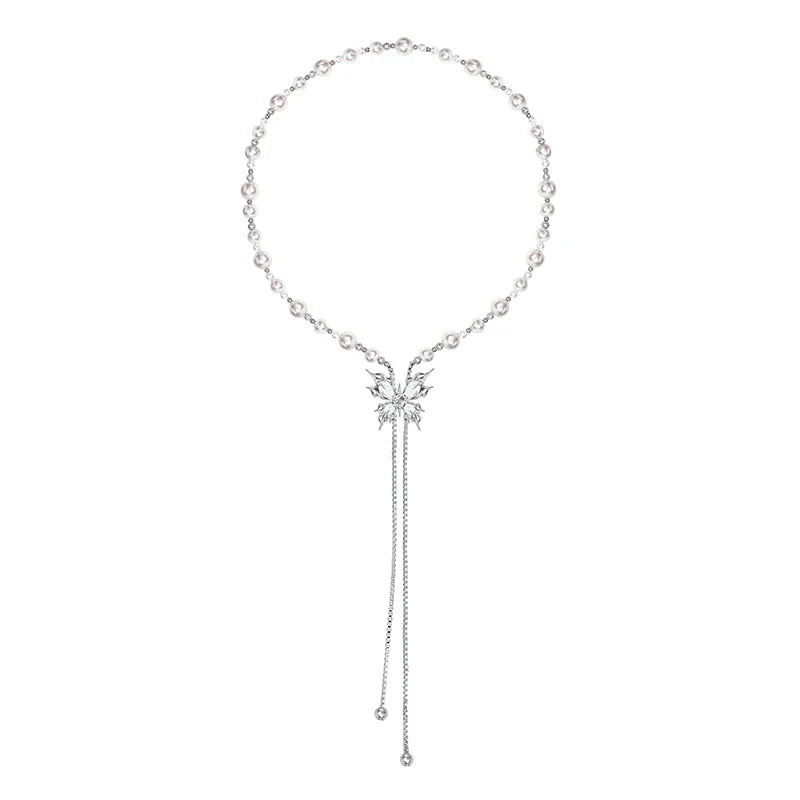 [MASW] Butterfly Dance Pearl Tassel Necklace pg292