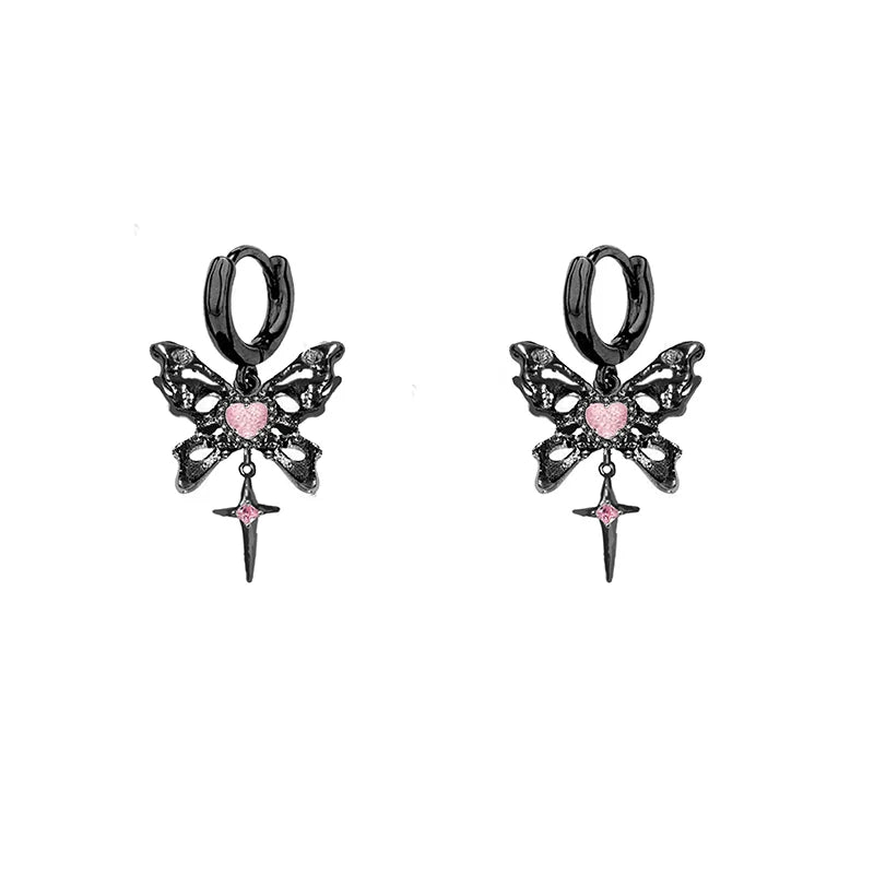 【MASW】Black & Pink Butterfly Earrings03 pg157