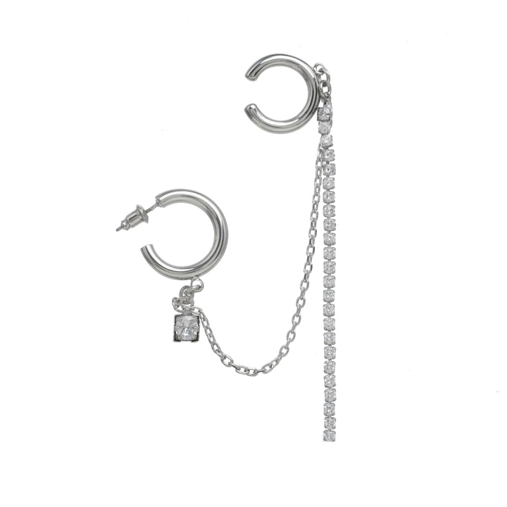 【SUMIYAKI】Zirconia Band Cuff & Earrings pg2040