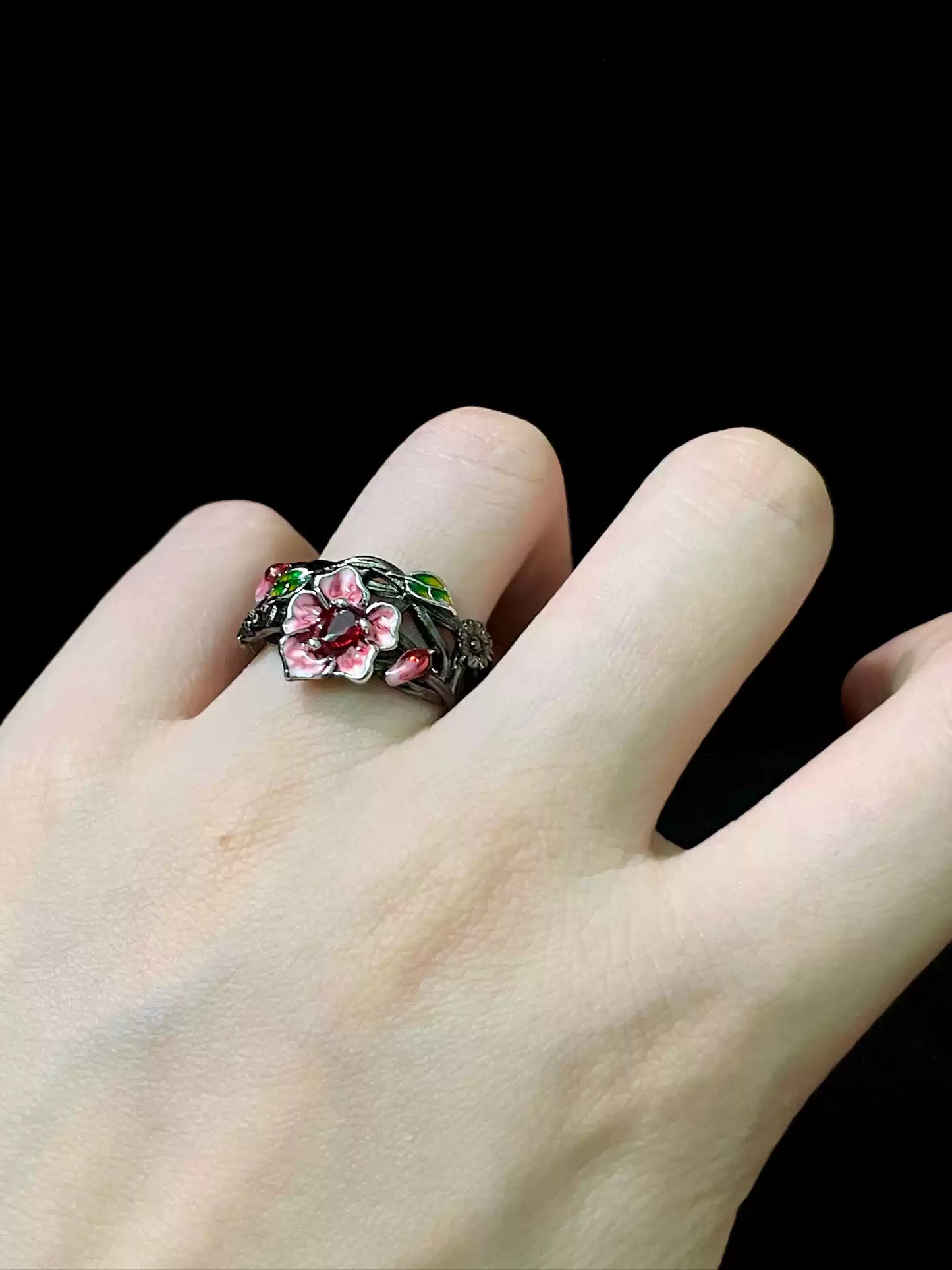 Gothic Ruby Rose Jewelry Ring