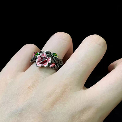 Gothic Ruby Rose Jewelry Ring
