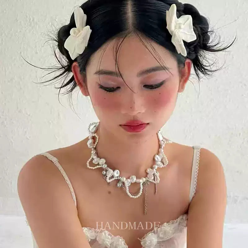 Elegant Pearl Fringe Necklace