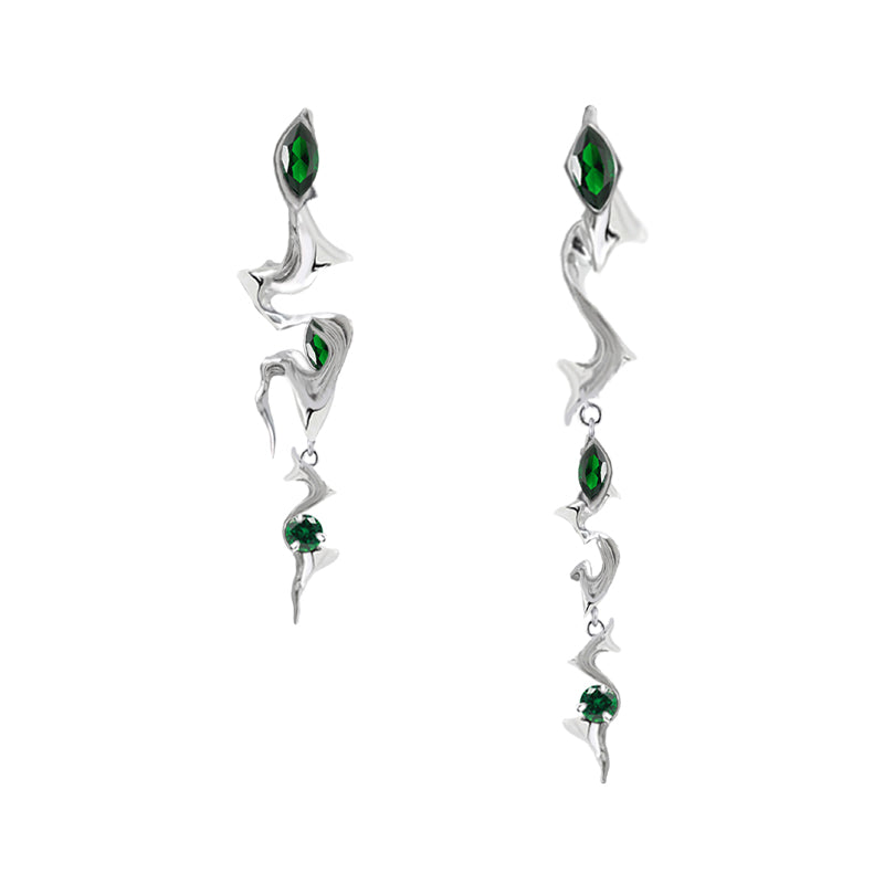 [MASW] Snake Dance Asymmetric Long Earrings pg1640