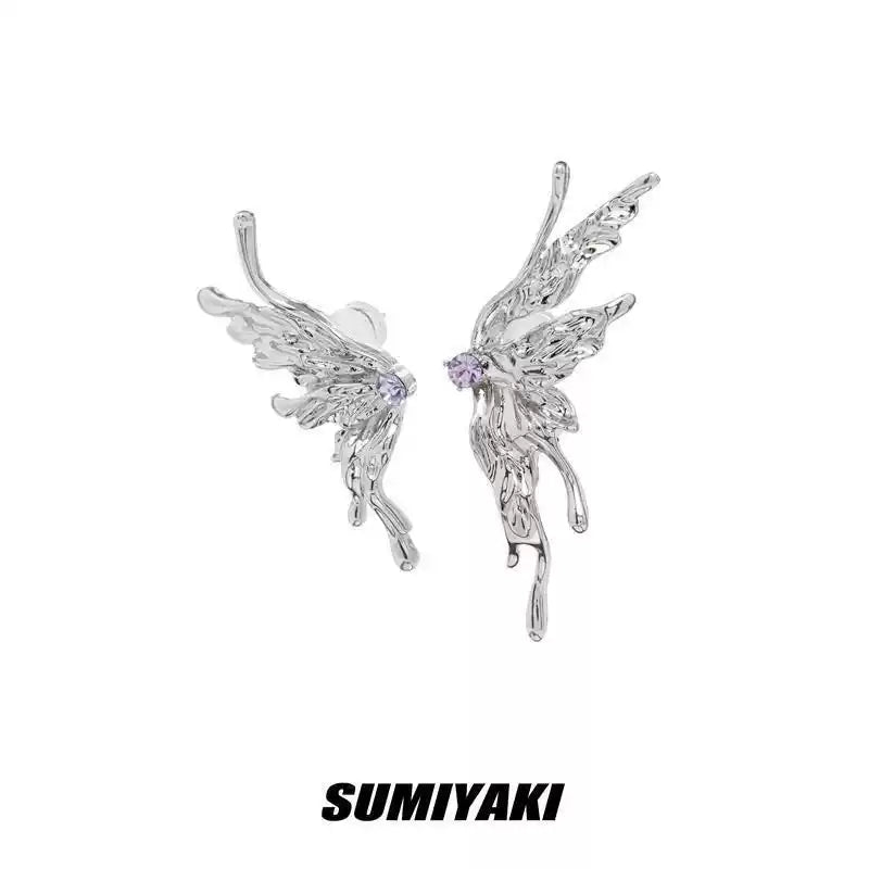 Liquid Metal Butterfly Stud Earrings