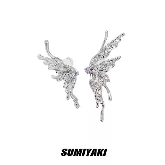 Liquid Metal Butterfly Stud Earrings