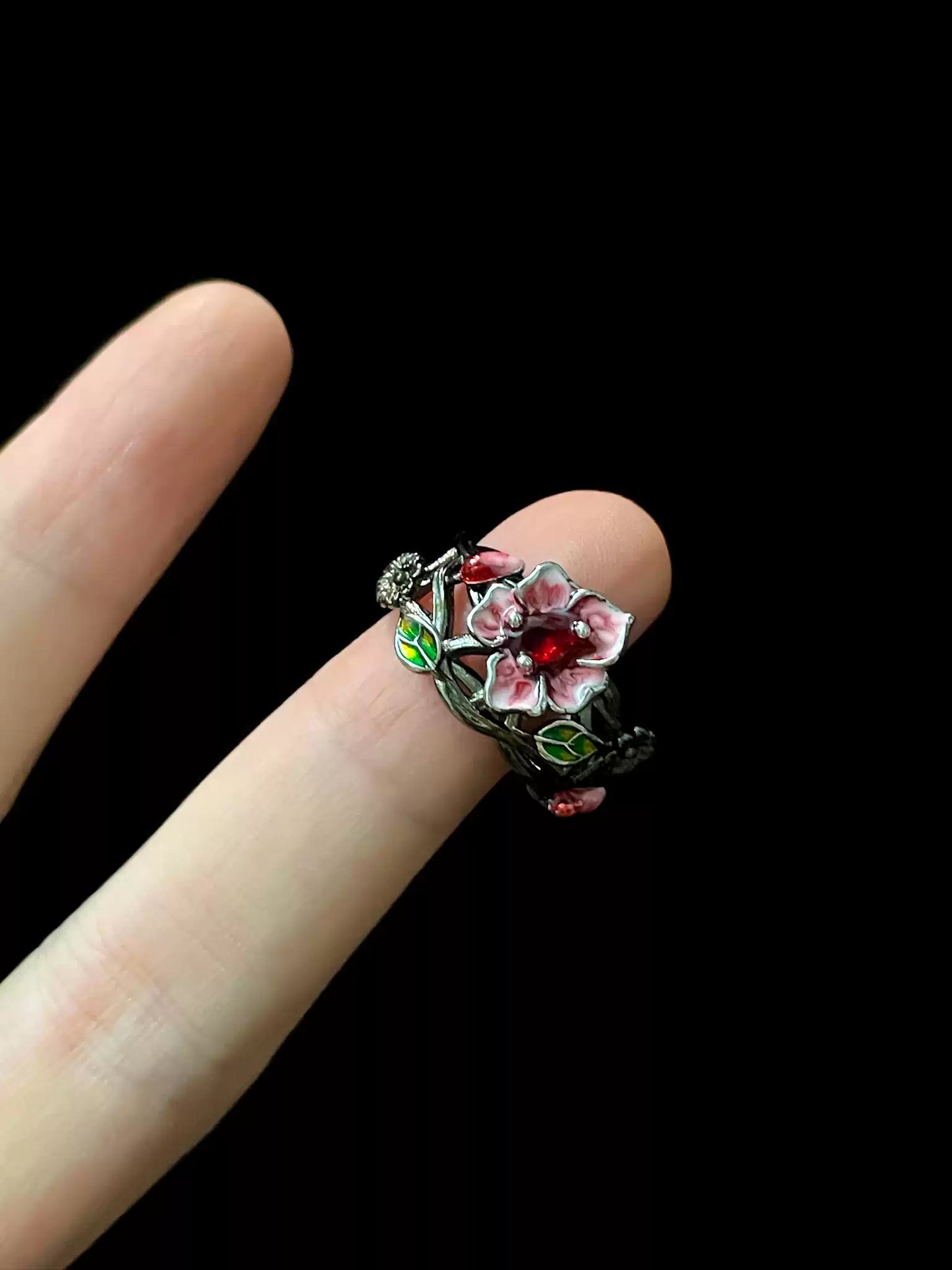 Gothic Ruby Rose Jewelry Ring