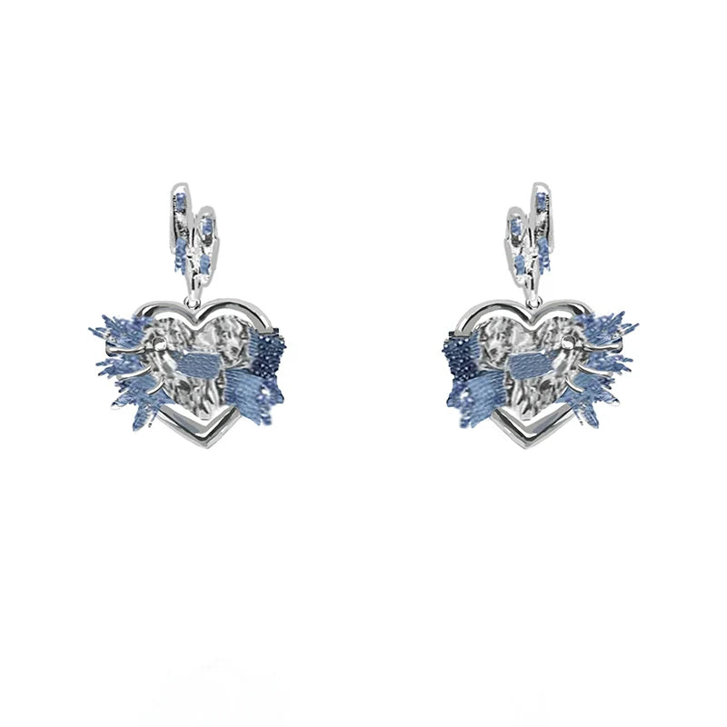 【MASW】Denim Heart Blue Earrings pg574