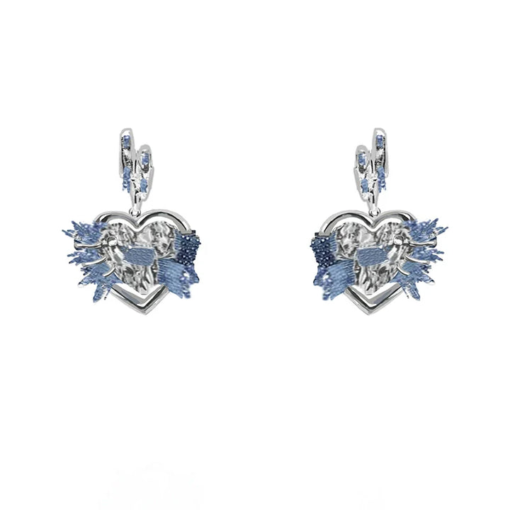 【MASW】Denim Heart Blue Earrings pg574