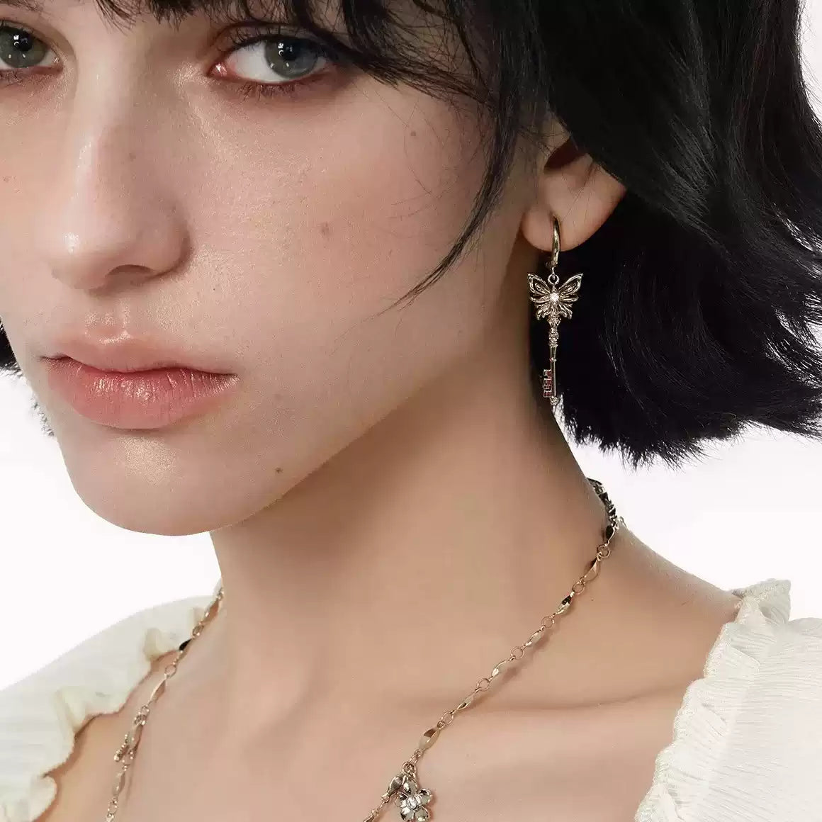 Trendy Butterfly Key Ear Cuff Earrings