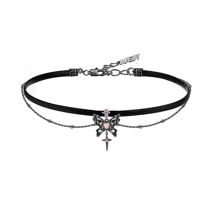 【MASW】Black & Pink Butterfly Choker pg155