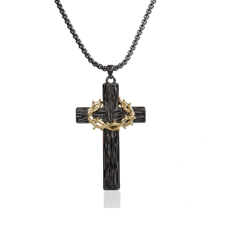 【SUMIYAKI】Thorn Cross With Thorn Crown Necklace pg1881