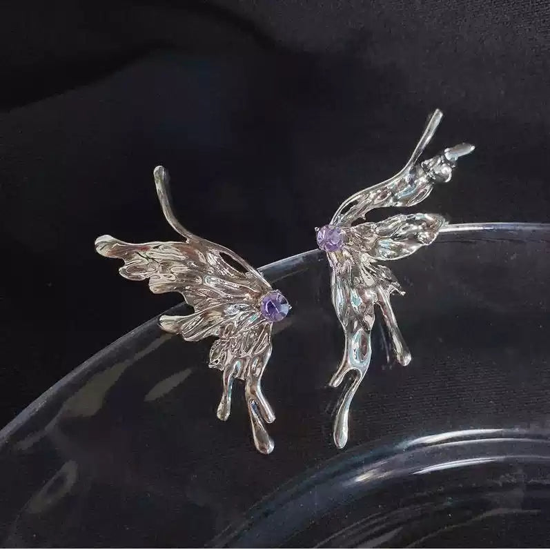 Liquid Metal Butterfly Stud Earrings