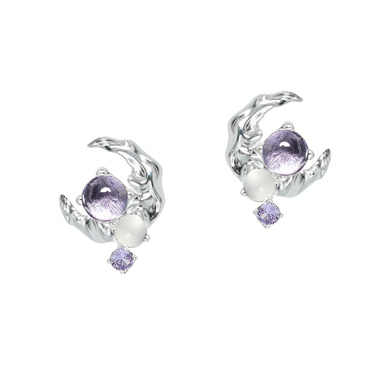 【MASW】Lava Luxury Purple Moon Earrings pg1057