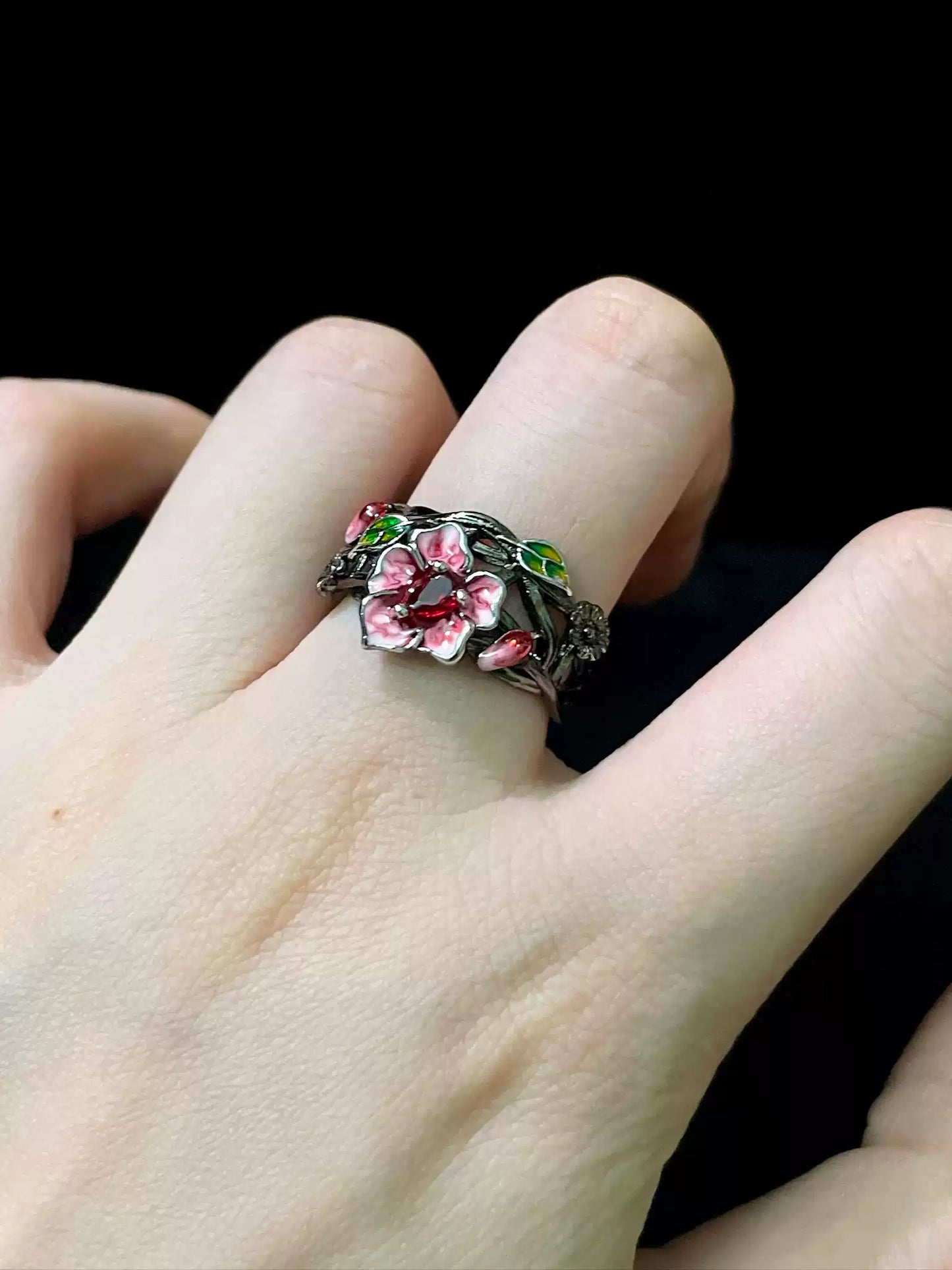 Gothic Ruby Rose Jewelry Ring