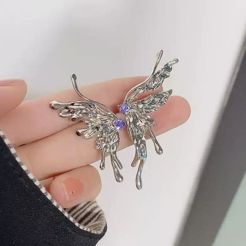 Liquid Metal Butterfly Stud Earrings