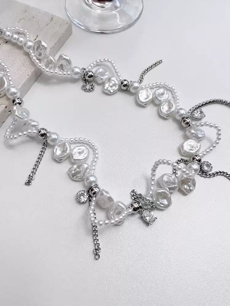 Elegant Pearl Fringe Necklace